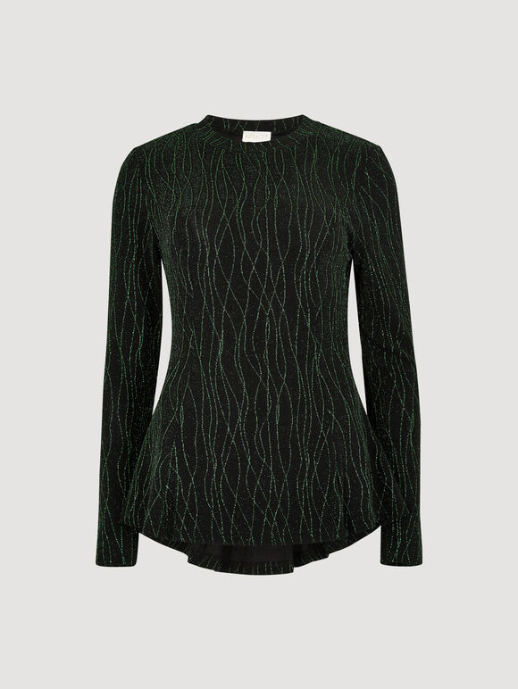 Sparkle Swirl Peplum Top, Green, large