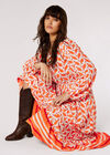 Geo Leaves Drawstring Maxi Dress, Orange, large