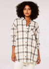 Oversized Cotton Check Shirt, White, large
