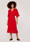 Self Stripe Ruffle Dress, Red, large