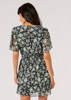 Watercolour Rose Tiered Mini Dress, Navy, large