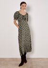 Silhouette Floral Milkmaid Maxi Dress, Khaki, large