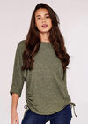 Soft Touch Drawstring Batwing Top, Khaki, large