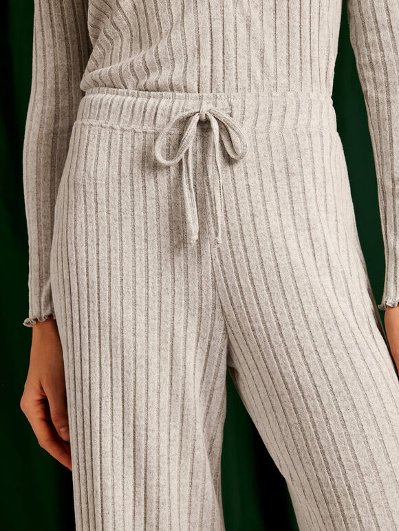 Knit Pyjama Flared Trouser, Grey, large