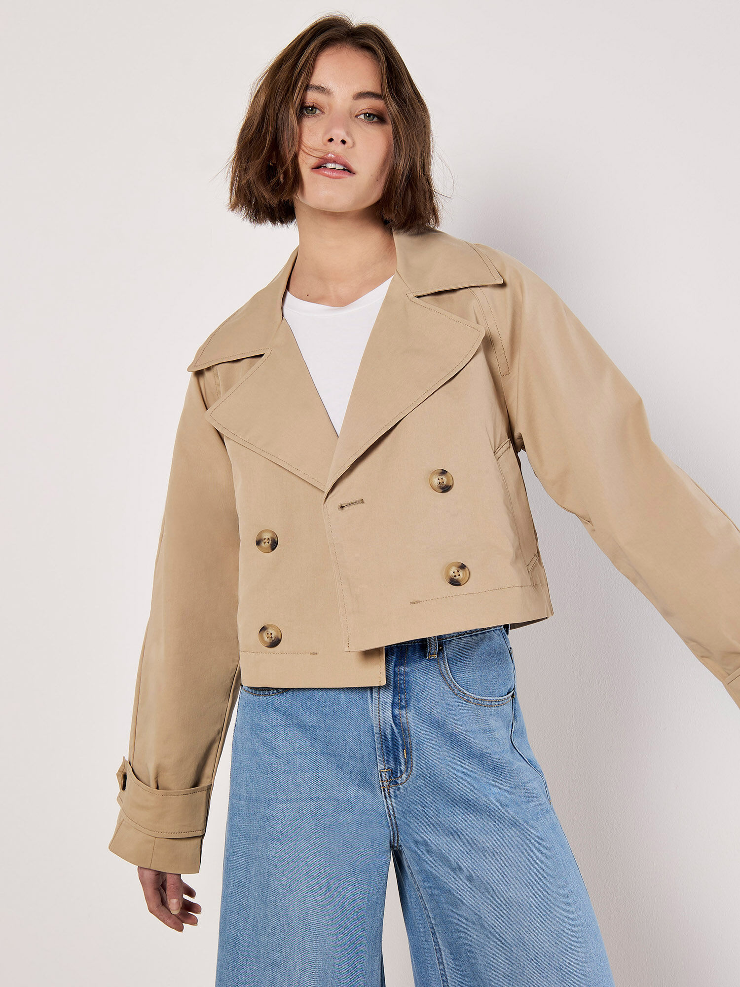 Cropped Trench Coat | Apricot Clothing
