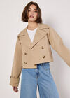 Cropped Trench Coat, Stone, large