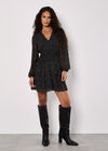 Spot Print Chiffon Mini Dress, Black, large