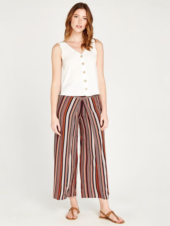 Tribal Wrap Palazzo Trousers, Navy, large