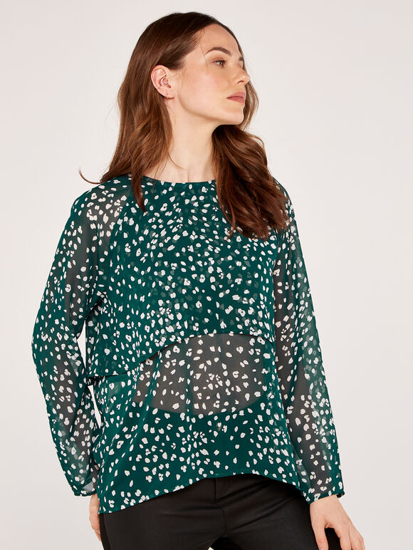 Animal Print  Top, Green, large