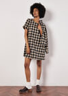 Check Print Swing Mini Dress, Black, large