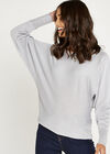 Fine Knit Lurex Batwing Jumper, Light Grey / Silver, large