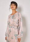 Silhouette Floral Satin Shimmer Maxi Dress, Stone, large