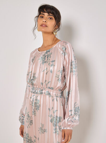 Silhouette Floral Satin Shimmer Maxi Dress