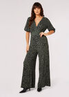 Cheetah Print Jersey Jumpsuit, Khaki, large