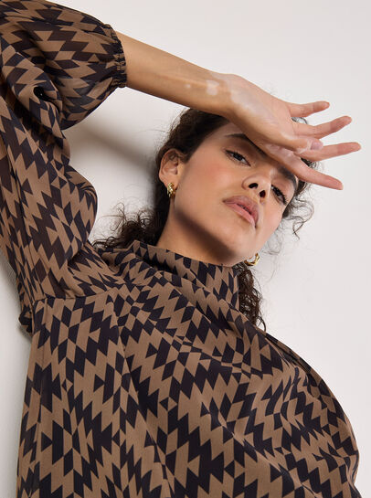 Geo Diamond Chiffon Blouse