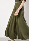 Linen Blend Palazzo Trousers, Khaki, large