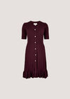 Ribbed Knit Fit And Flare Mini Dress, Burgundy, large