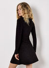 Polka Dot Wrap Ruched Mini Dress, Black, large