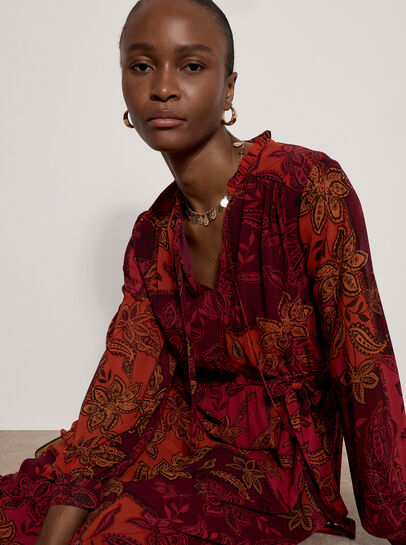 Patchwork Paisley Chiffon Maxi Dress