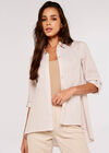Striped Oversized High-Low Shirt, Stone, large