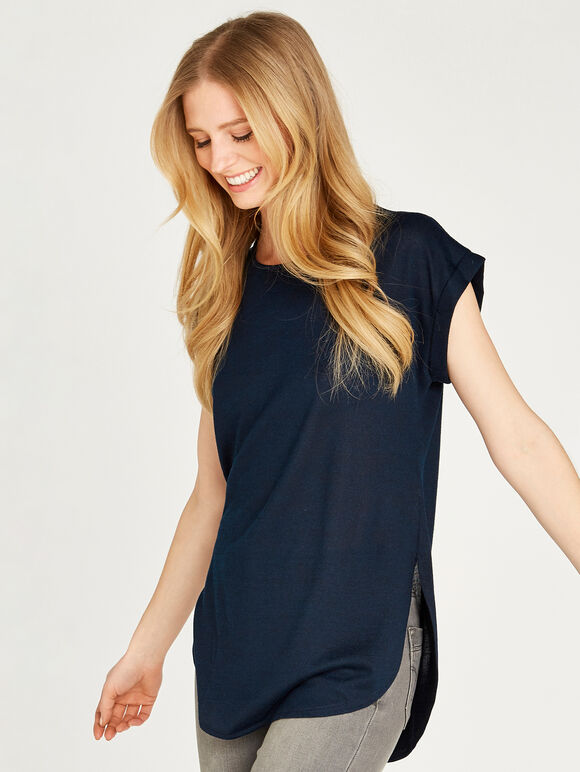 Side Split Top, Navy, large