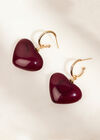 Gold Tone Heart Hoop Earrings, Brown, large