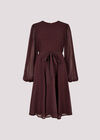 Chiffon Polka Dot Mini Dress, Burgundy, large