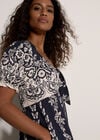 Butterfly Border Print Midi Dress, Navy, large