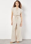 Stripe Woven Palazzo Jumpsuit, Stone, large