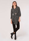 Swirl Spot Shirt Mini Dress, Black, large