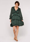 Textured Dot Ruffle Dress, Green, large