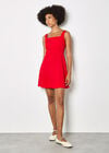 Crepe Fit And Flare Mini Dress, Red, large