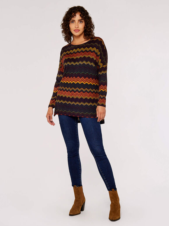 Chevron Side Zip Top, Mustard, large