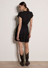 Geo Print Ruffle Mini Dress, Black, large