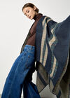Bold Stripe Blanket Cape, Blue, large