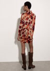 Abstract Knit Cocoon Mini Dress, Orange, large