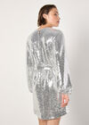 Sequin Shift Mini Dress, Light Grey / Silver, large