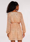 Sequin Batwing Dress, Yellow, large