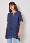 Ruffle Tiered Tunic Top, Navy, large