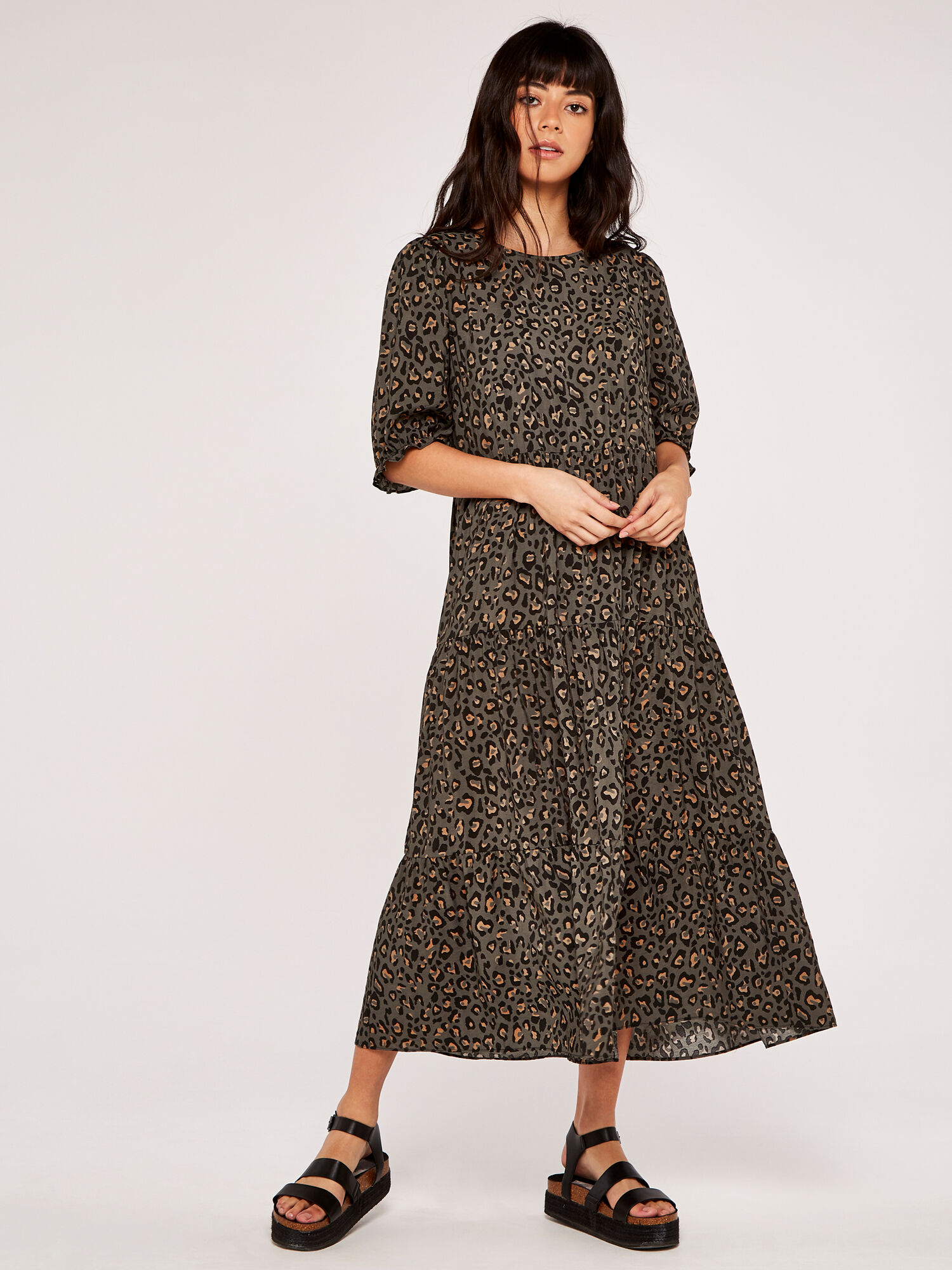 Apricot leopard print dress store