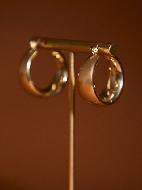 Gold Tone Chunky Hoop Earrings