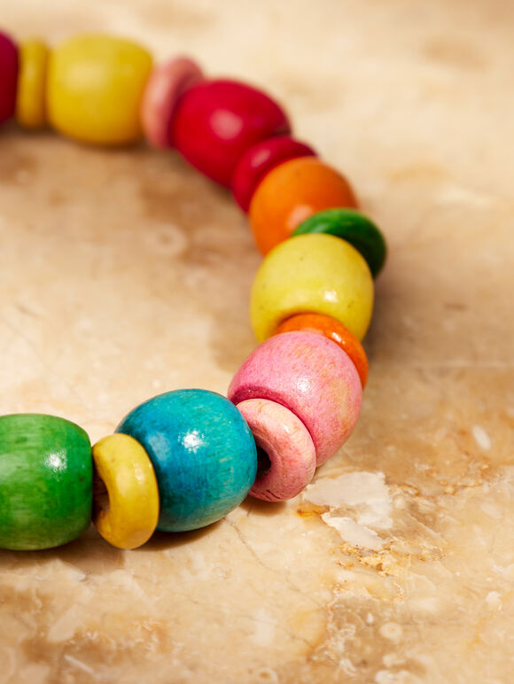 Colourful Wooden Bead Bracelet, Assorted, large