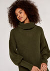 Cowl Neck Jumper Dress, Khaki, large