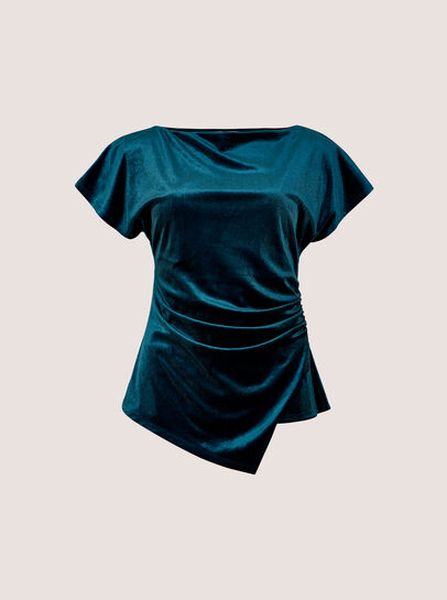 Asymmetric Ruched Velvet Top