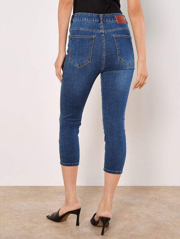Sara Skinny Fit Capri Jeans, Blue, large