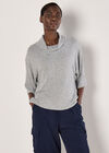 Soft Touch Cowl Neck Top, Light Grey / Silver, large