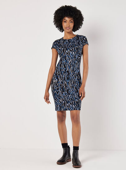 Abstract Stripe Fitted Mini Dress