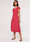 Brush Spot Milkmaid Midi Dress, Red, large