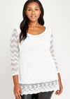 Lace Trim Tunic Top+, Cream, large