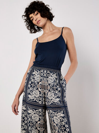 Scarf Print Flare Trousers